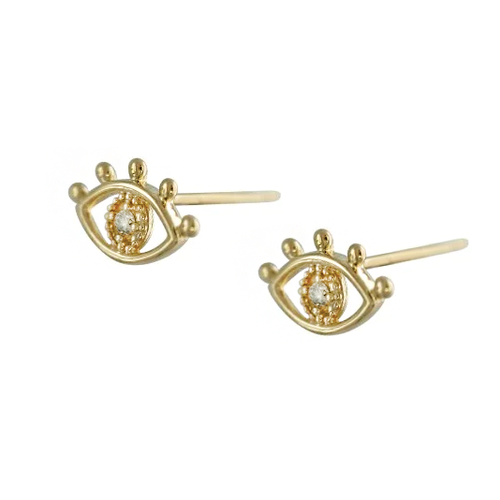 14k Gold and Diamond Eye Earring - Single