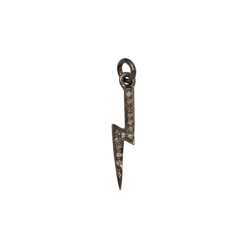 Oxidized Silver and Diamond Lightning Bolt Charm