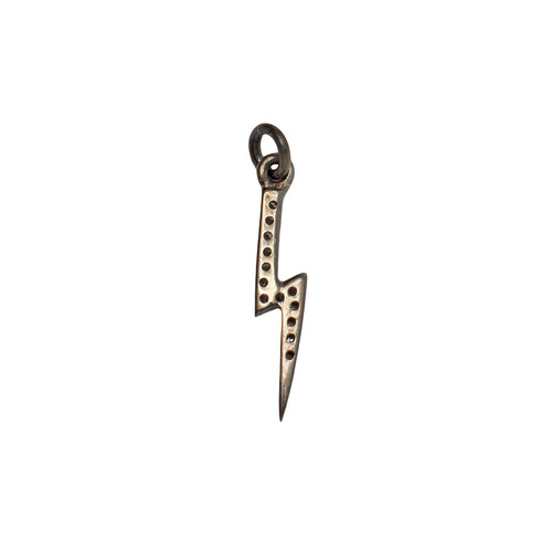Oxidized Silver and Diamond Lightning Bolt Charm
