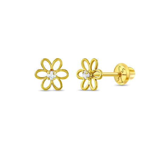 14k Flower Earrings for Kids