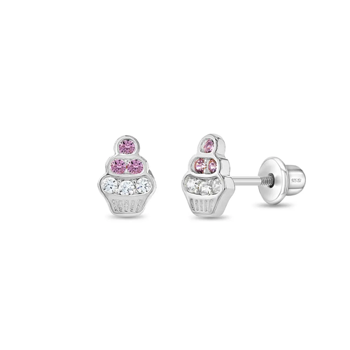 Cubic Zirconia Ice Cream Stud Earrings for Kids