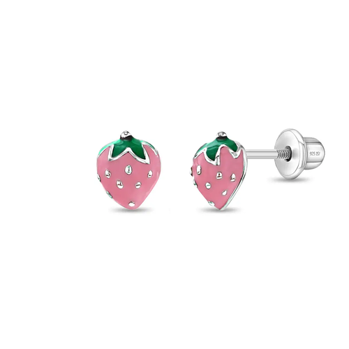 Strawberry Enamel Earrings for Kids