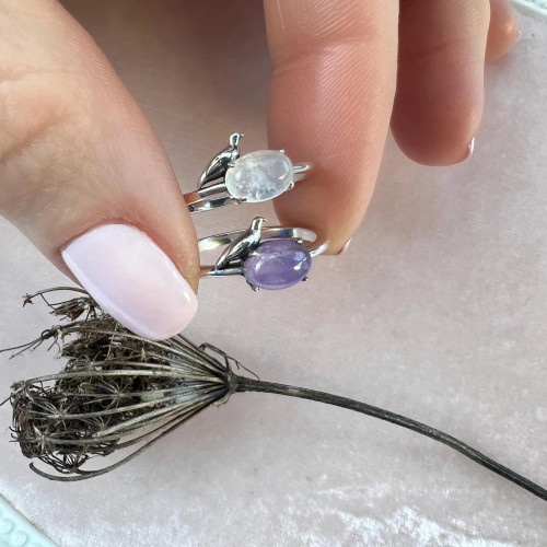 Oval Gemstone and Bird Ring