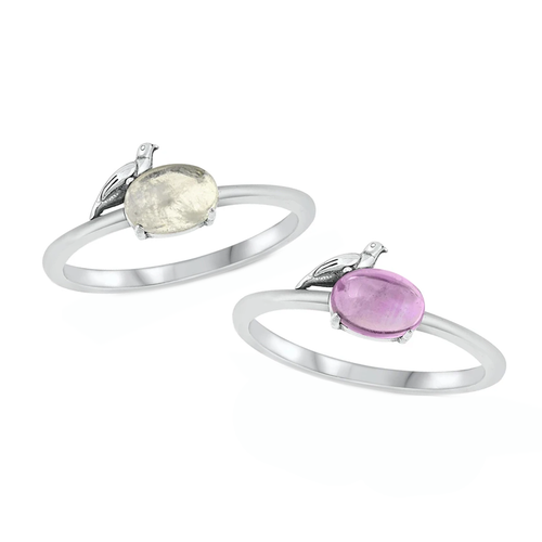 Oval Gemstone and Bird Ring
