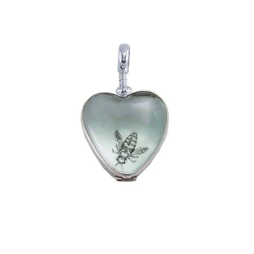Heart-Shaped Sterling Silver Vintage Glass Locket