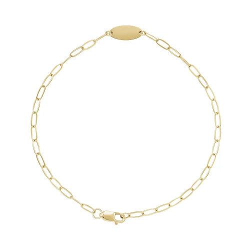 14k Gold Engravable Paperclip Link Bracelet