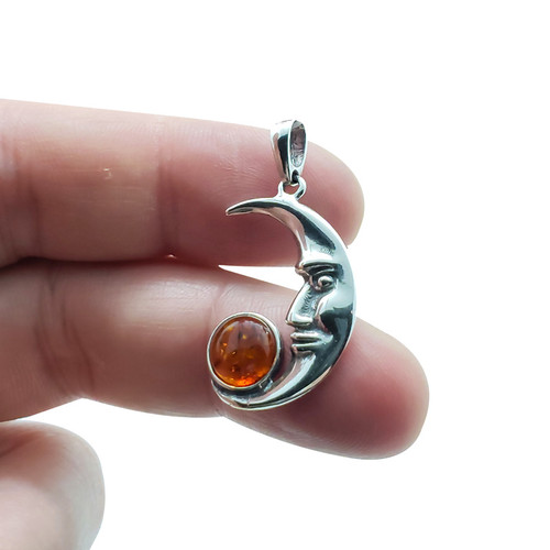 Moon and Amber  Pendant