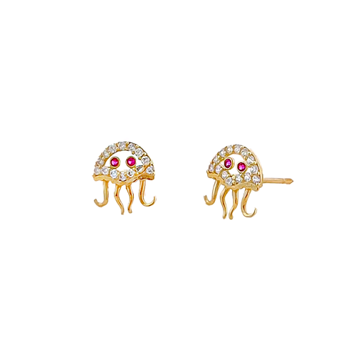 14k Gold Jellyfish Stud Earrings