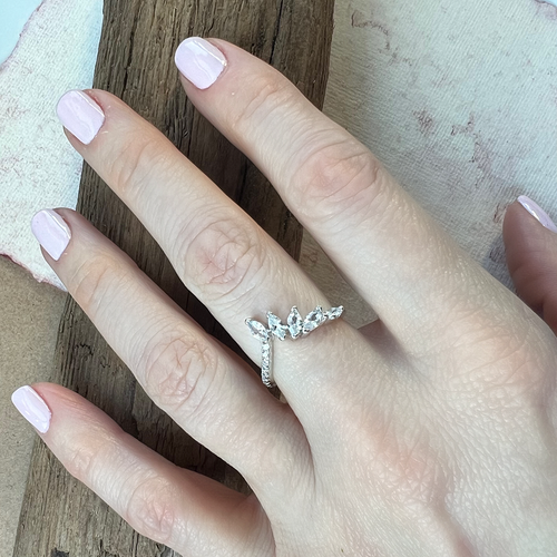 Chevron Cubic Zirconia RIng
