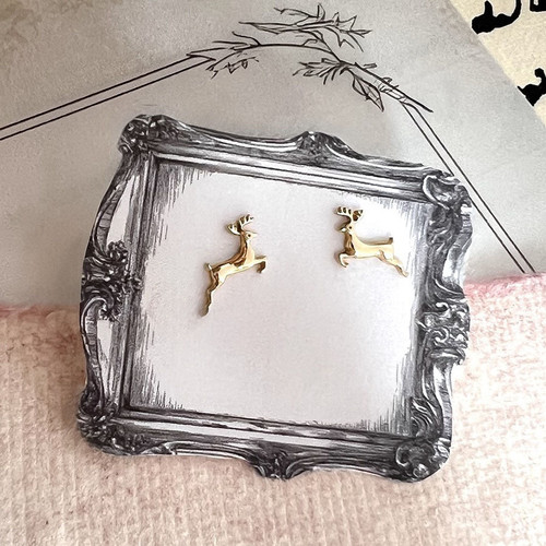 14K Yellow Gold Deer Stud Earrings