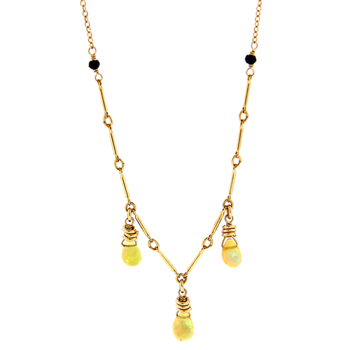 Ethiopian Opal & Black Spinel Necklace