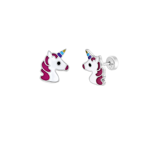 Multi Color Enamel Unicorn Studs