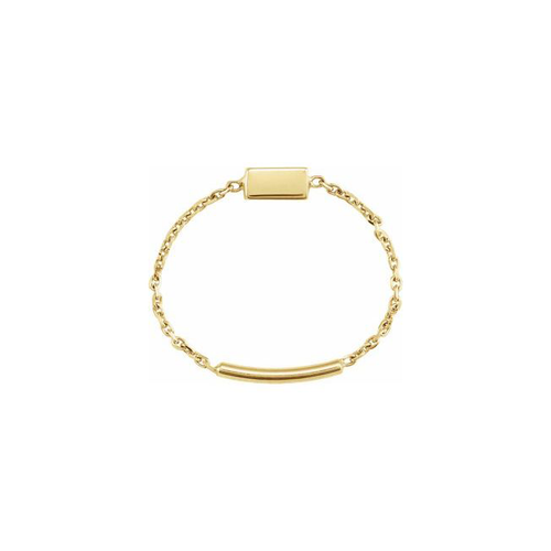 14k Gold Bar Chain Ring