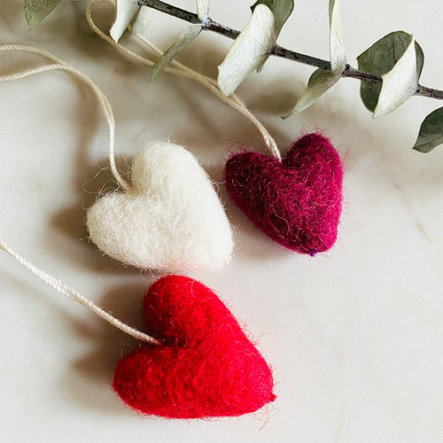 Felted Wool Mini Heart Ornament