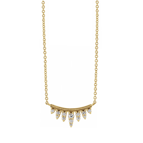 14k Yellow Gold and Diamond Bar Necklace