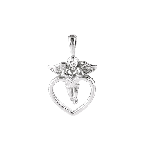 Heart and Cherub Silver Charm