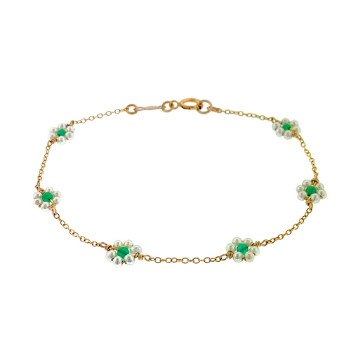 Pearl and Gemstone Flower Bracelet