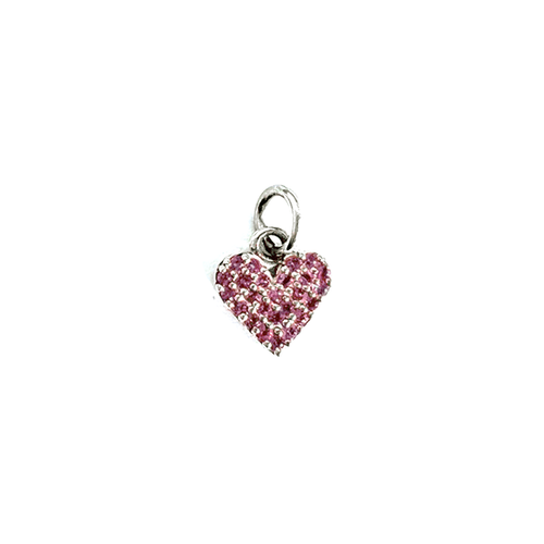 Pink Cubic Zirconia Heart Charm