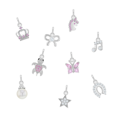 Cubic Zirconia Silver Charms for Bracelet or Necklace