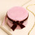 Round Pink Velvet Jewelry Case with Bow
