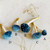 Velvet Mushroom Ornament with Golden Beads and Swarovski Crystals — Cloudy Blue