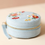 Embroidered Flowers Round Suede Jewelry Case