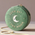 Sun and Moon Embroidered Round Jewelry Case in Green