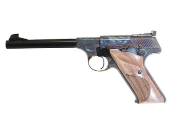 SG22 .22LR Semiautomatic Pistol, Case Colored Engraved, Walnut Grips. 6 5/8" Barrel. SG22 .22LR Semiautomatic Pistol, Case Colored Engraved, Walnut Grips. 6 5/8" Barrel.