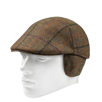 Gaston J. Glock Stylish Tweed Flat Cap with Ear Flaps for Him and Her