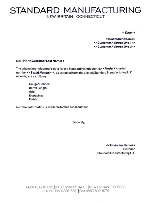 Standard Manufacturing Factory Letter Request Service