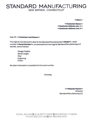 Standard Manufacturing Factory Letter Request Service - Standard ...