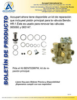 Accupart ahora tiene disponible un kit de reparación que incluyeel pistón principal para la válvula Bendix HR-1.