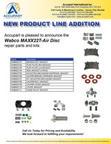 Accupart is pleased to announce the  Wabco MAXX22T-Air Disc  repair parts and kits.