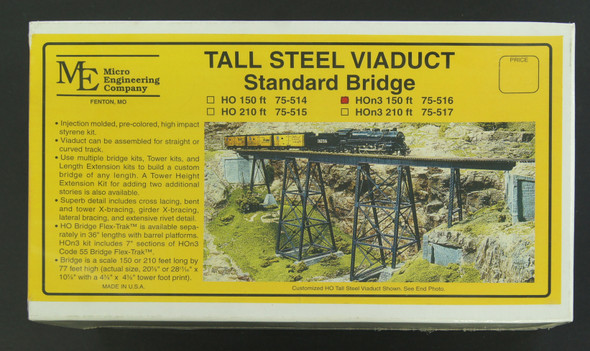75-516 HOn3 Tall Steel Viaduct, Standard Bridge, 150' long with track
