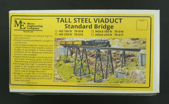 75-517 HOn3 Tall Steel Viaduct, Standard Bridge, 210' long with track