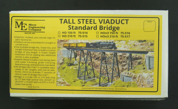 75-517 HOn3 Tall Steel Viaduct, Standard Bridge, 210' long with track