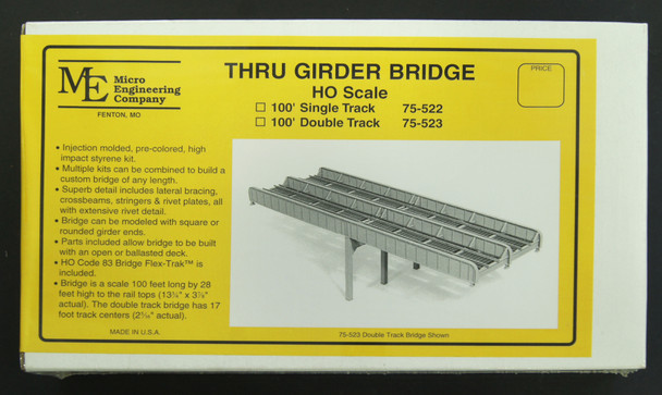 75-522 HO Thru Girder Bridge, 100' Two Span, Single Track
