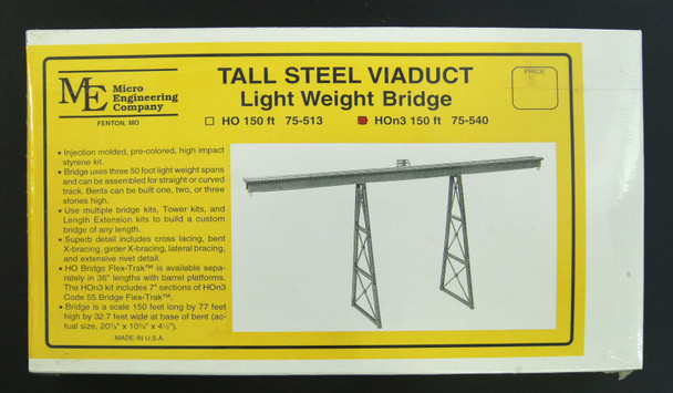 75-540 HOn3 Tall Steel Viaduct, Light Weight, 150' with bents and track