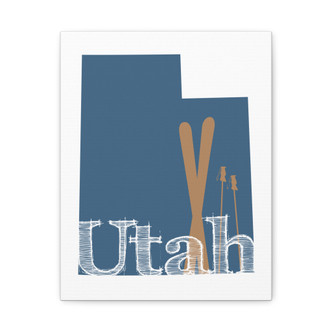 Ski Utah Blue Wall Art Canvas