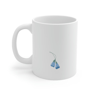 Flower Market Provo, UT white floral coffee Mug, Mertensia ciliata Mountain Bluebell flowers gift, beverage mug, utah gifts blue white cougars BYU utah county gifts