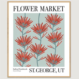 Flower Market - St. George, Utah modern Art Print red Indian Paintbrush flowers