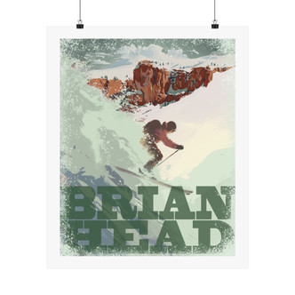 Brian Head Utah Vintage Ski Poster Art Print retro ski snowboard vacation travel posters Brian Head Cedar City mountain resort southern Utah souvenir