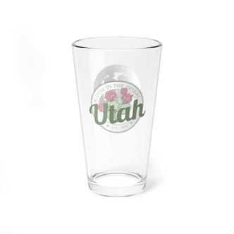 Bloom in the Desert Pint Glass, 16oz glassware; prickly pear cactus flowers