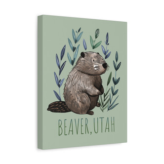Beaver Utah Floral Art Canvas - Green Beaver Utah Floral Art Canvas - Green