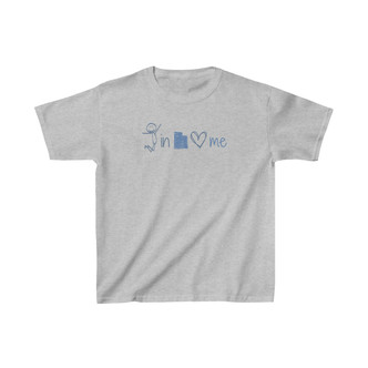 Someone in Utah Loves Me Kids Tee Blues on sport gray t-shirt