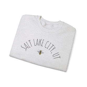 Salt Lake City, Utah Bee Sweatshirt in black and gold on ash gray