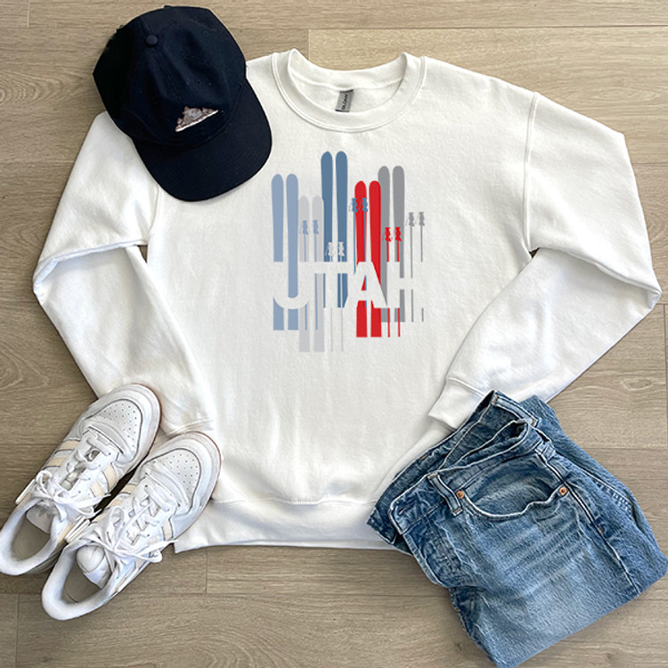 "UTAH" Skis Red White Blue Gray Unisex Sweatshirt