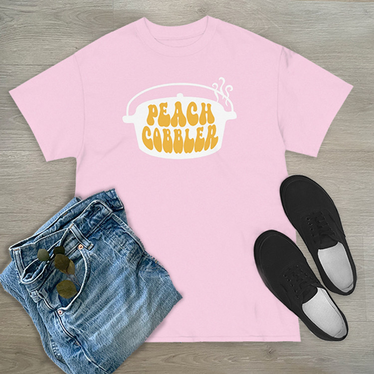 Dutch Oven Peach Cobbler t-shirt Unisex Heavy Cotton Tee - peach white light blue navy pink dark green