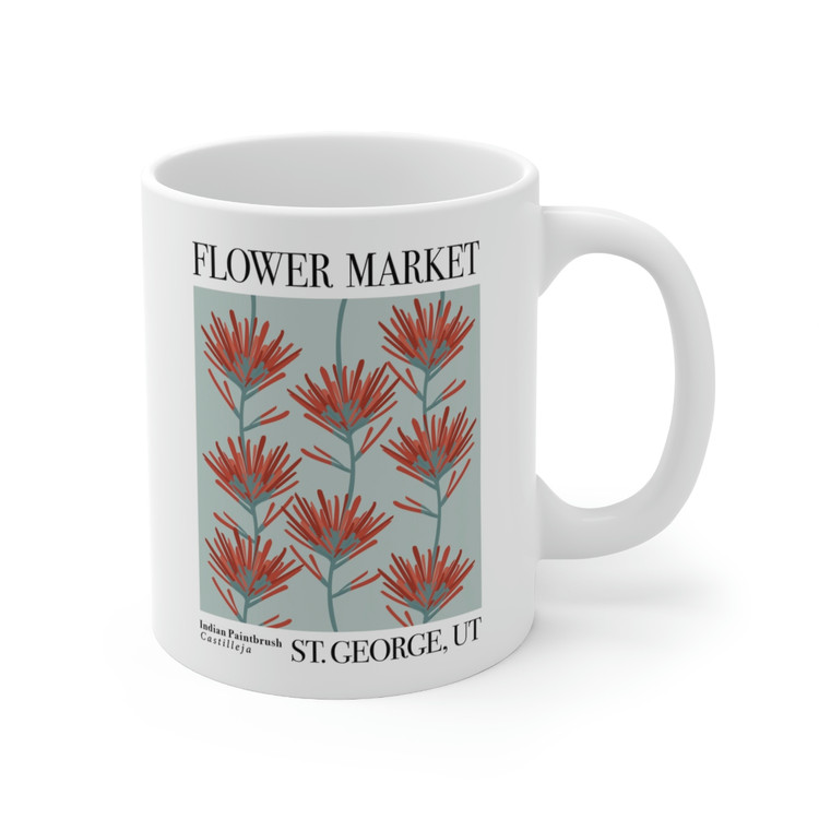 Flower Market - St. George, UT Mug Saint George Utah coffee mug, Indian Paintbrush Castilleja red sage gifts southern utah mug