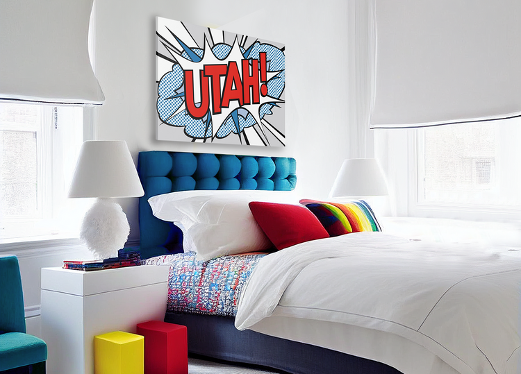Pop Art "UTAH" Art Canvas - Red, White & Blue